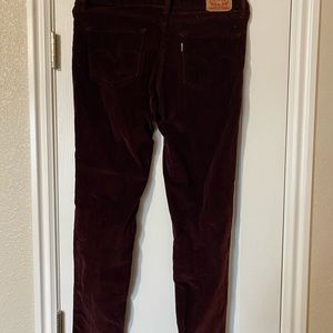 Levi’s Maroon Corduroy Midrise Skinny Pants